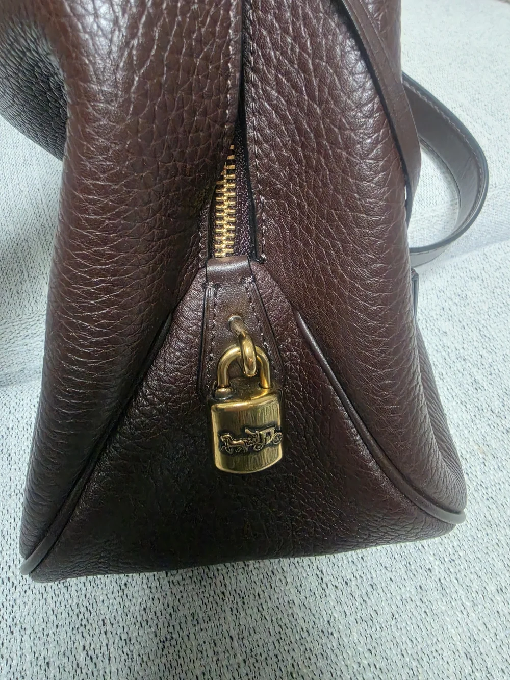 Coach Dark Brown Pebbled Leather Hobo with Gold Hardware